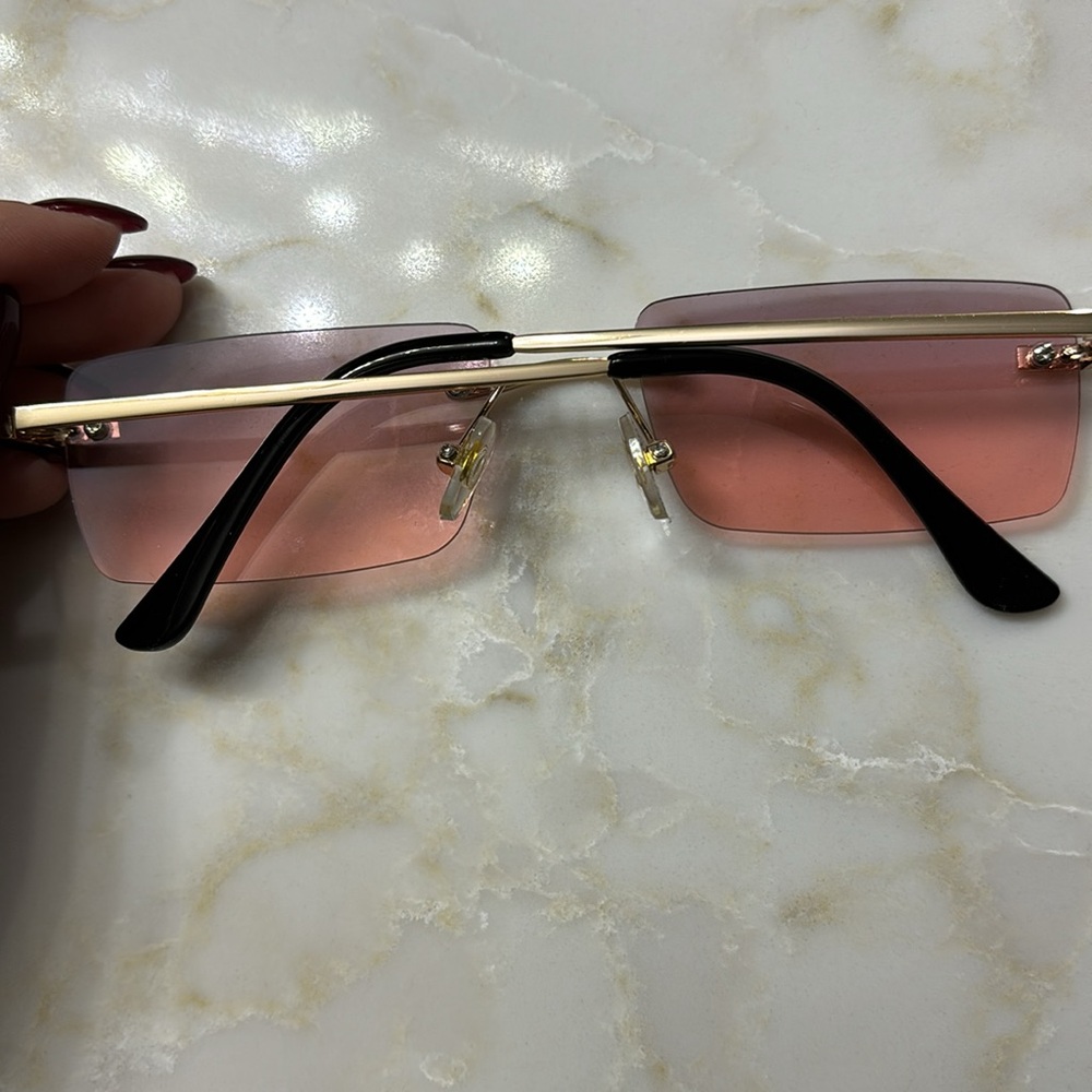 Pink Frame Rectangle, Sunglasses - image 3